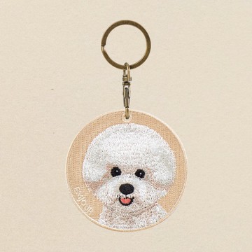 EMJOUR 雙面刺繡吊飾 - 比熊犬 | 仿真刺繡