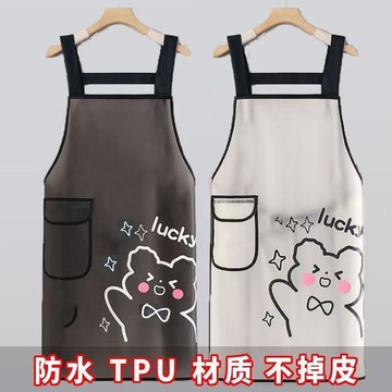 🚀免運🚚臺灣出貨🚚TPU免洗新款透明防水圍裙家用廚房做飯防油圍腰水產餐飲工作服