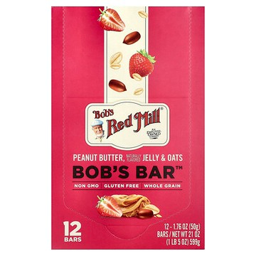 Bob's Red Mill, Bob's Bar，花生醬、果凍和燕麥，12 根，每根 1.76 盎司（50 克）