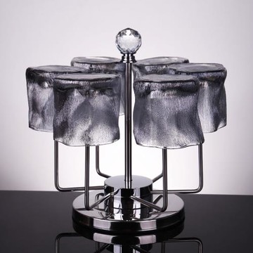 輕奢個性創意家用玻璃杯異型杯子高顏值冰川紋水杯啤酒杯杯具套裝