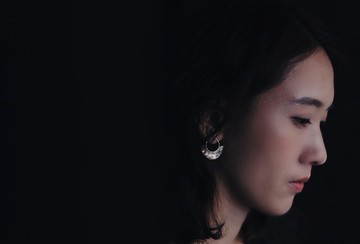 MU 蝕 solar eclipse系列  黃銅銀針不規則圓圈耳環