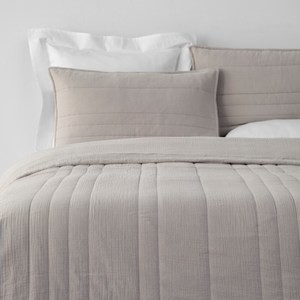 PALETTE200織雙層皺紗绗縫純棉涼被雙人 卵石灰