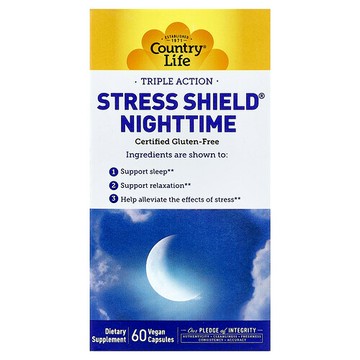 Country Life, Stress Shield® Nighttime，三重功效，60 粒全素食膠囊