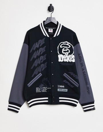 AAPE By A Bathing Ape rolling loud varsity sweatshirt in grey
