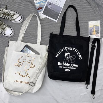 斜挎包包女2020新款潮韓版百搭文藝簡約學生大容量單肩ins帆布袋