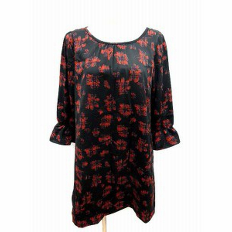 中古 ローリーズファーム Lowrys Farm ワンピース フレア ひざ丈 長袖 Uネック 花柄 M 黒 ブラック Yi レディース 通販 Lineポイント最大1 0 Get Lineショッピング