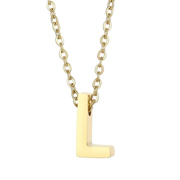 台灣客製化鏈長項鍊 純鋼字母L金色鎖骨項鏈－DUSHA ACCESSORY 杜莎飾品