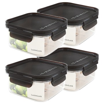 Locknlock 樂扣樂扣 Bisfree Modular 積木晶透保鮮盒 節省空間方便堆疊收納 不易卡髒 輕盈耐用  4個容器 + 4個蓋子  4個