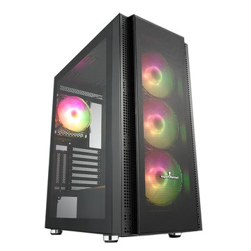 SW300(B) 電腦機殼/黑/ARGB風扇*4/TYPE-C/直立顯卡/E-ATX