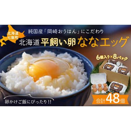 ふるさと納税 北海道七飯町産 平飼い卵「ななエッグ」6個入り8パックセット(合計48個) 北海道七飯町