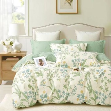 台灣製 精梳純棉 單人床包枕套兩件組-仙草