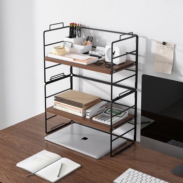 桌上書架 簡易書架置物架辦公室桌面小架子家用桌上多層鐵藝書桌整理收納架【MJ2503】