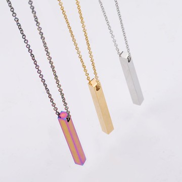 明星同款潮流時尚帥氣簡約主義方條幾何長方形項鏈男女士情侶學生