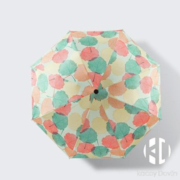 樹葉五折傘 太陽傘女防曬紫外線遮陽傘口袋傘黑膠晴雨傘折疊超輕【聚物優品】