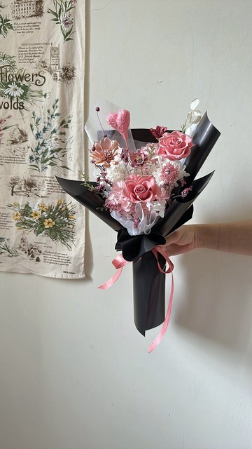 情人節 愛心永生玫瑰花束