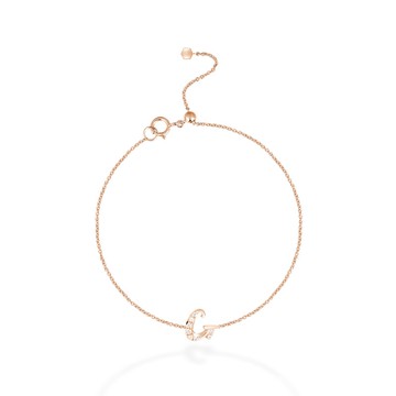 【mori】G 字母鑽石手鍊 【14k玫瑰金】