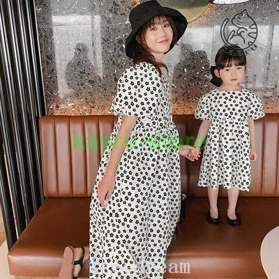 ママとお揃い 娘とペアルック ママリンクコーデ 親子お揃い 半袖 ワンピース 女の子子供服 夏 シンプル カジュアル おでかけ お揃い 韓国子供服 通販 Lineポイント最大get Lineショッピング