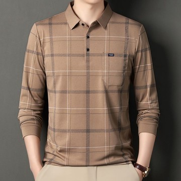 【秋冬新款 長袖Polo 工作服 寬鬆大碼 長袖t】长袖t恤男士爸爸秋装新款宽松大碼中老年爷爷休闲上衣爸爸POLO衫