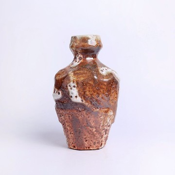 明芽窯 l 柴燒志野釉石感刀削花器 花瓶 陶藝品 H5