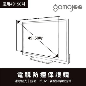 gomojoo 50吋電視防撞保護鏡 抗藍光抗菌 適用各品牌 台灣製 背帶固定式 15天鑑賞期