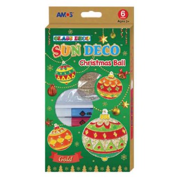 【AMOS 阿摩司】韓國原裝  6色 聖誕 彩球　主題 吊飾 玻璃彩繪 膠 / 組SD10P6-C2