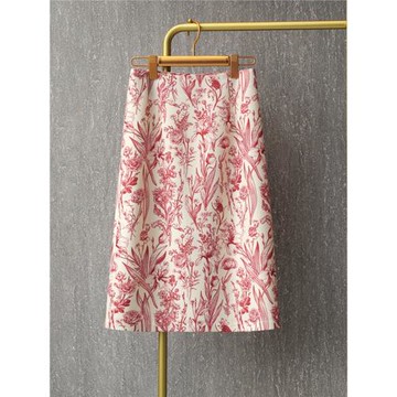 復古青花瓷碎花裙子高級感半身裙女夏季2026新款A字裙開叉中長款