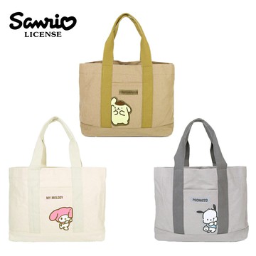 【日本正版】三麗鷗 帆布 肩背提袋 肩背包 托特包 手提袋 布丁狗 美樂蒂 帕恰狗