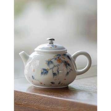 風雅手繪桂花小茶壺一人家用陶瓷茶壺茶杯功夫茶具高顏值小泡茶壺