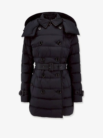 Double-breasted padded jacket with belt and removable hood - BURBERRY - gender_Woman