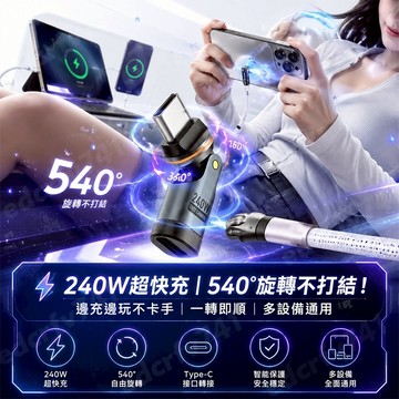 台灣出貨💥240W旋轉快充轉接頭 Type-C  540°靈活旋轉 支援充電+傳輸 充電線轉接頭 傳輸檔案 手機 平板
