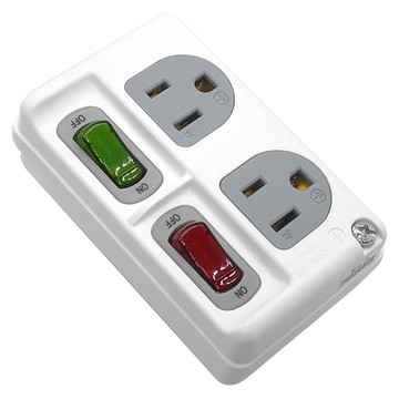 WeiTien 威電 2開2座電腦璧插 高負載分接式插座 125VAC 15A MAX 1 650W  CB3221  1個  102mm