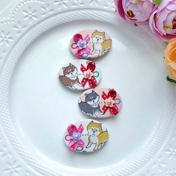 可愛卡通任性柴犬日本犬寶寶嬰兒髮夾水滴夾