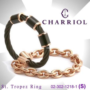 CHARRIOL夏利豪AP ST Rings聖特佩羅鋼索戒指 黑色琺瑯飾件S款 C6(02-302-1218-1)