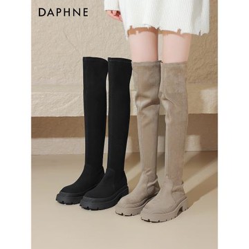 達芙妮過膝靴長靴女靴2025新款冬季加絨高筒靴長筒靴彈力彈力靴子