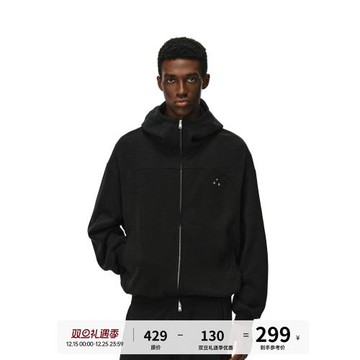 FPA花粗紗竹節棉吸濕拉鏈連帽衛衣外套 秋季休閑基礎寬松情侶帽衫