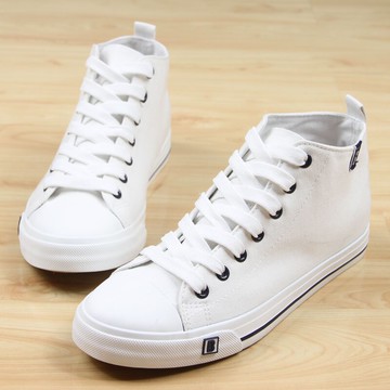 春季人本帆布鞋男鞋韓版高幫系帶小白鞋學生休閑鞋男單鞋板鞋9999