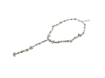 手串鍍銀花花長款念念珠串項鍊