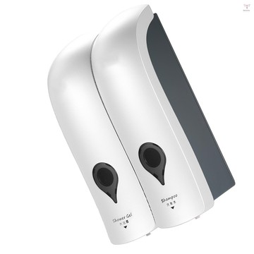 300ml*2 無鑽孔壁掛式雙頭手動皂液器浴室沐浴露液體洗髮水分配器支架帶不干膠貼紙