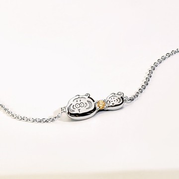 我不是胖虎經典系列-胖虎與小黃毛晶鑽純銀手鍊