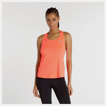 【NEW BALANCE】NB 無袖 背心上衣 運動 休閒 女款 橘紅 WT41290URR