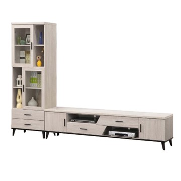 【MUNA家居】麥利雅白橡色9尺L櫃/立櫃+電視櫃/617+618