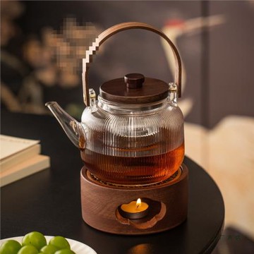 胡桃木溫茶爐蠟燭加熱保溫底座花茶壺套裝下午茶茶具花草水果茶壺