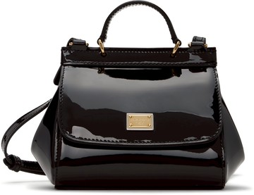 Dolce & Gabbana 黑色迷你 Patent Leather Sicily 儿童手提包