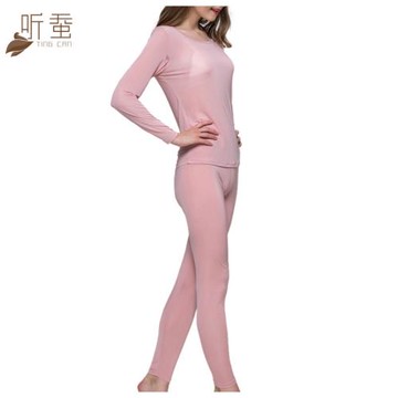 100%桑蠶絲女保暖內衣套裝針織真絲秋衣秋衣褲皮膚衣薄款睡衣睡褲