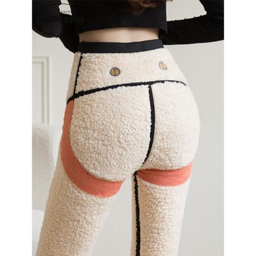 日系GP加絨鯊魚褲女外穿秋冬季加厚大碼秋褲羊羔絨打底褲保暖棉褲