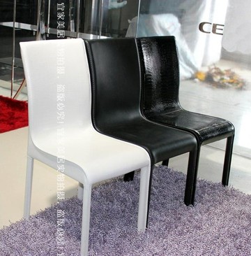 時尚簡約家用餐椅高檔餐廳皮藝椅子座椅黑白紅咖啡色酒店飯店椅子 夏沐生活