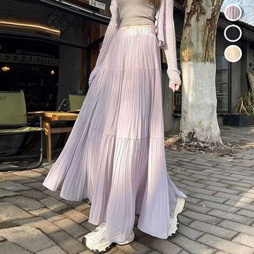 【韓國K.W.】KD3374韓國顯瘦甜美雪紡紗百褶裙(三宅/褶皺風/壓皺/顯瘦)