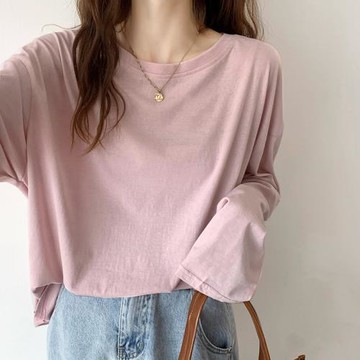 夏2021新款韓版慵懶冰絲防曬罩衫t恤套頭長袖薄款內搭大碼上衣女