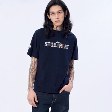 5th STREET｜山形｜男裝｜黑熊岩石LOGO短袖T恤｜丈青