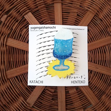 趣味 胸針 奶油蘇打 藍色 手繪 獨一無二